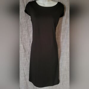 Perfect Little Black Bodycon Dress Jessica sz S Midi Simple lined spandex